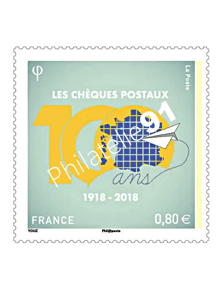 Timbre n° 5274, Centenaire des chèques postaux, timbres France