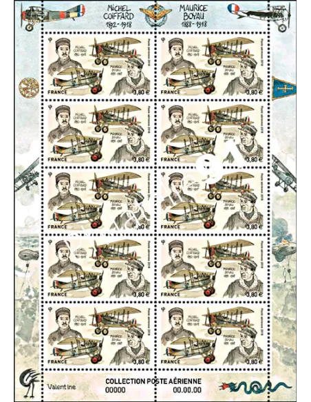 minifeuille PA82a, ​Maurice Boyau et Michel Coiffard, timbres France