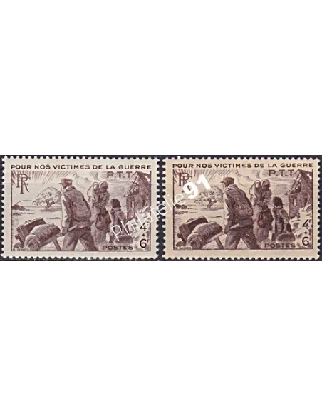 Variété sur n° 737,Collection timbres France
