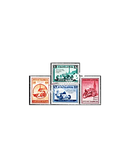 Timbres neufs de Yougoslavie n° 349 à 352 - Thématiques : voitures et Motos