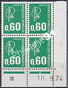 Coin daté sur Timbre n° 1814, Collection timbres France
