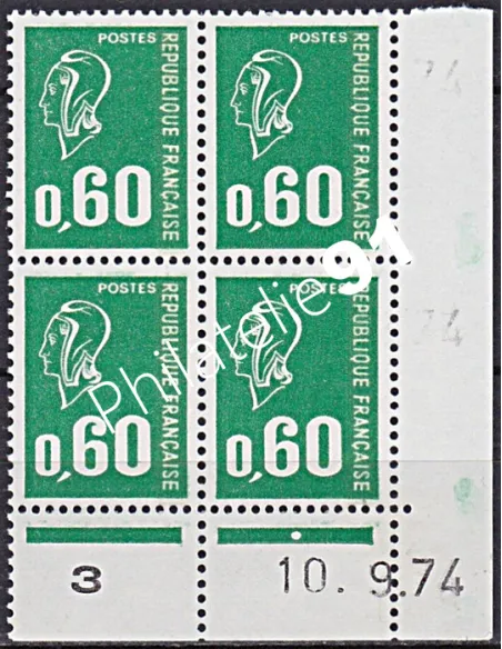 Coin daté sur Timbre n° 1814, Collection timbres France