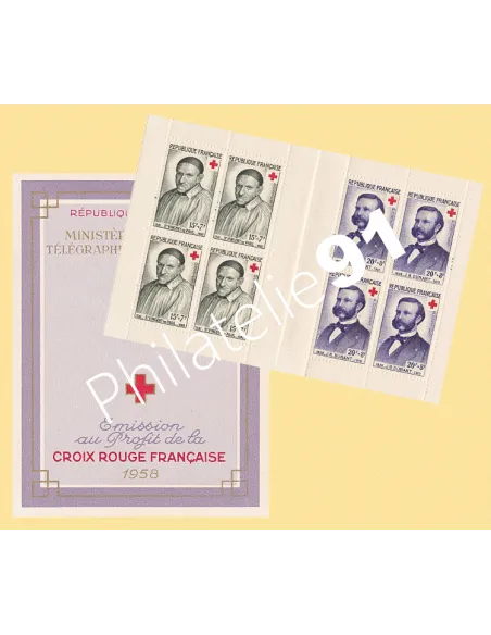 Carnet Croix-Rouge n° 2007, année 1958, collection timbres France