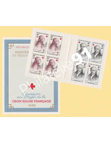Carnet Croix-Rouge n° 2008, année 1959, collection timbres France