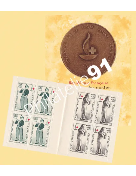 Carnet Croix-Rouge n° 2012, année 1963, collection timbres France