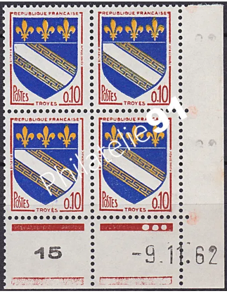 Coin daté sur Timbre n° 1353, Collection timbres France