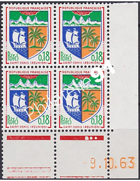 Coin daté sur Timbre n° 1354A, Collection timbres France
