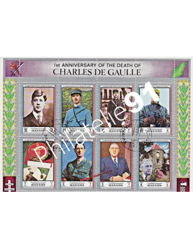 MANAMA - 1972 - DE GAULLE - 1/2 feuille Obl - bord argenté (211210-4)