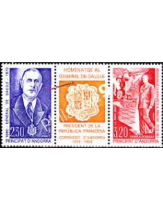 Timbres  d'Andorre Français n° 398 à 399 - Thématiques  De Gaulle