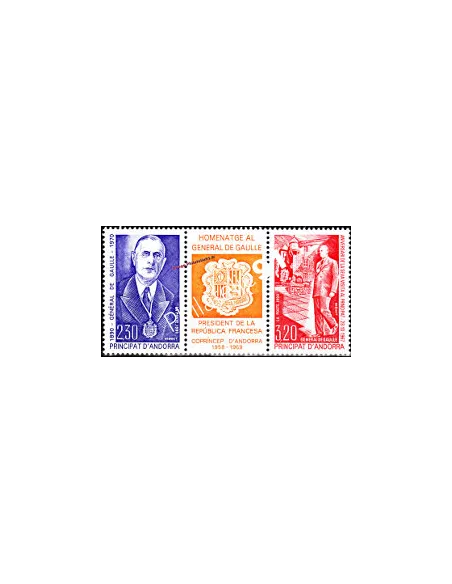 Timbres  d'Andorre Français n° 398 à 399 - Thématiques  De Gaulle