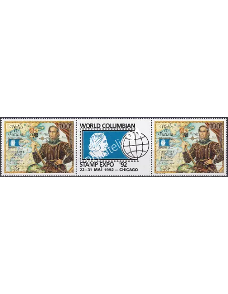 WALLIS ET FUTUNA, PA n° 173A, Paire avec vignette, timbres Dom-Tom
