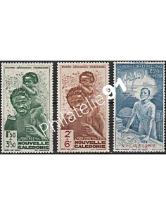 Timbres de Nouvelle-Calédonie PA n° 36 à 38, Série coloniale P.E.I.Q.I.
