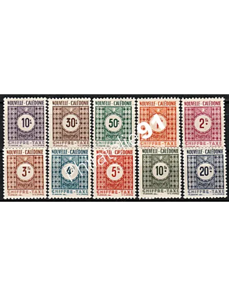 Nouvelle-Calédonie, timbres-taxe n° 39 à 48, timbres des colonies francaise