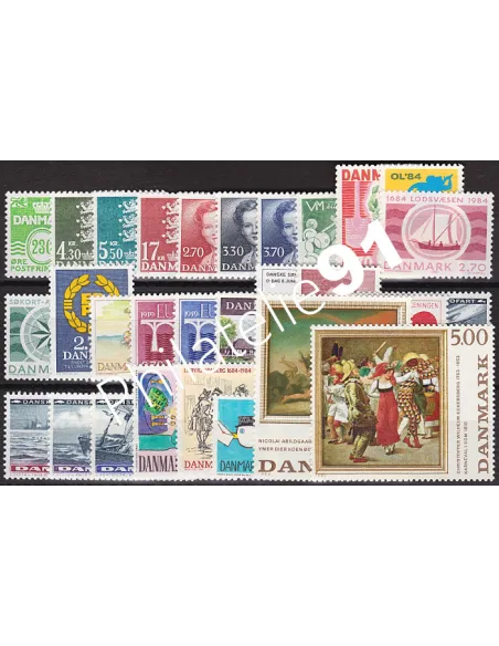 DANEMARK, année complète 1984, Collection timbre Europe