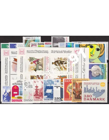 DANEMARK, année complète 1986, Collection timbre Europe