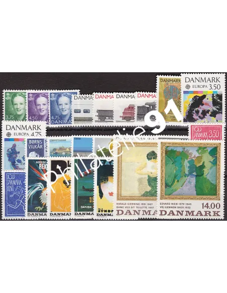 DANEMARK, année complète 1991, Collection timbre Europe