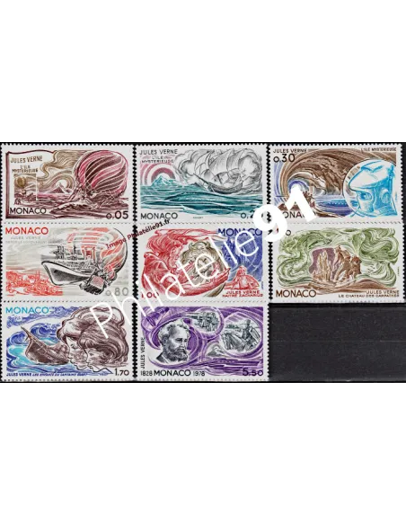 Timbres de MONACO n° 1125 à 1132 - Jules Verne - Illustrations de romans