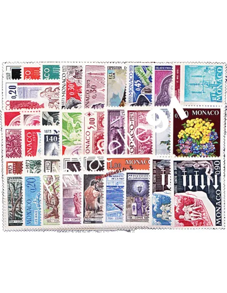 Année complète de timbres de Monaco - Année 1973 - Neuve