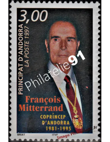 timbre d'ANDORRE FRANÇAIS n° 484 - François Mitterrand