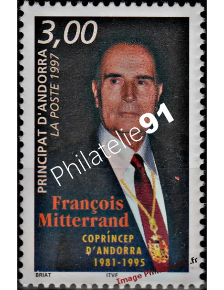 timbre d'ANDORRE FRANÇAIS n° 484 - François Mitterrand