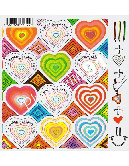 Bloc-Feuillet n° 131, coeur Galante, collection timbres  France