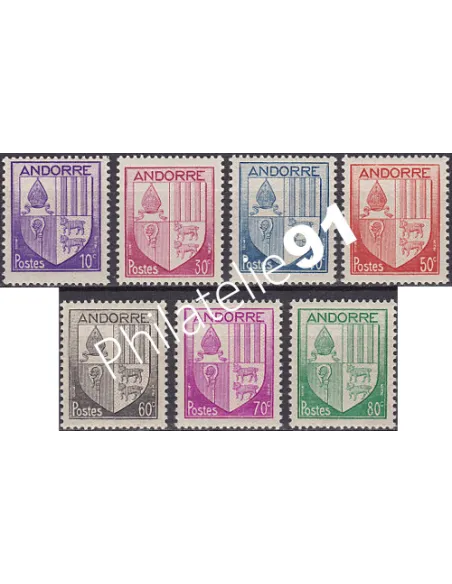 Andorre français, n°  93 à 99, collection timbres Andorre
