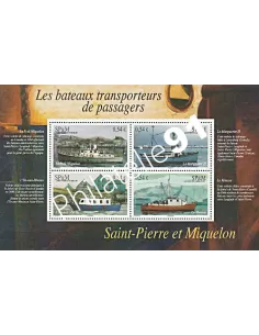 Bloc n° 12 de Saint pierre et Miquelon, bateau, collection Dom-Tom