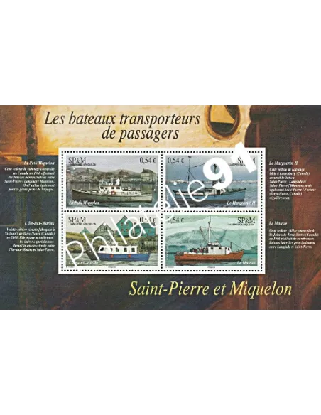 Bloc n° 12 de Saint pierre et Miquelon, bateau, collection Dom-Tom