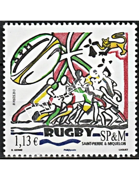 Timbre de Saint-Pierre et Miquelon n° 1068, Rugby, collection Dom-Tom