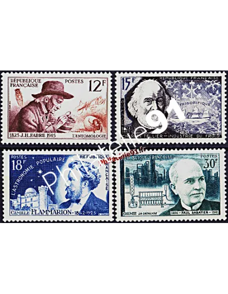 Timbres de France n° 1055 à 1058 - Inventeurs et chercheurs célèbres.