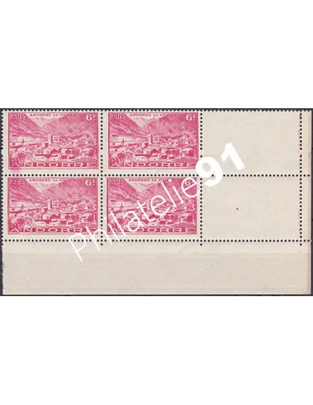 Timbre n° 111, Bloc de 4, variété, collection Timbre Andorre Français