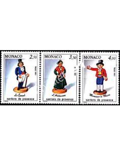 Timbres de MONACO n° 1794 à 1796 - Santons de Provence (III) - Thématique : Noël