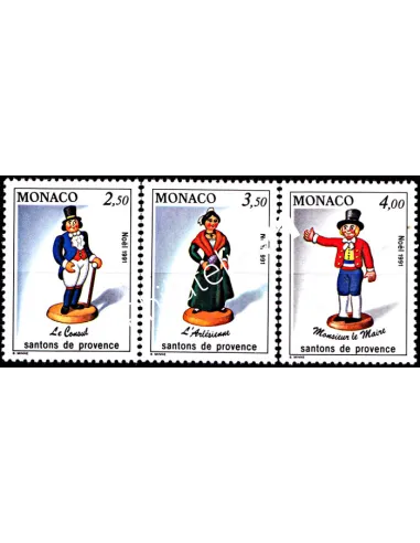 Timbres de MONACO n° 1794 à 1796 - Santons de Provence (III) - Thématique : Noël