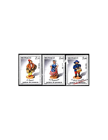 Timbres de MONACO n° 1846 à 1848 - Santons de Provence (IV) - Thématique : Noël