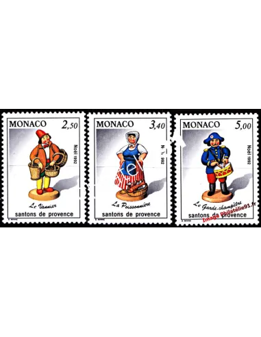 Timbres de MONACO n° 1846 à 1848 - Santons de Provence (IV) - Thématique : Noël