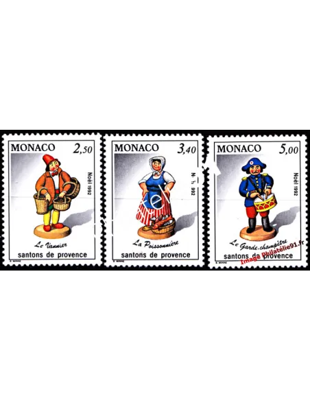 Timbres de MONACO n° 1846 à 1848 - Santons de Provence (IV) - Thématique : Noël
