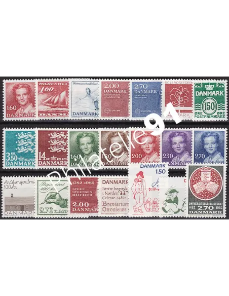 DANEMARK, année complète 1982, Collection timbre Europe
