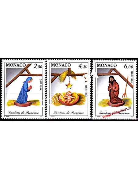Timbre de MONACO n° 1957 à 1959 - Noël - Santons de Provence (VI)