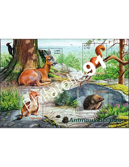 Bloc n° 36, Animaux des bois, Nature de France, timbres de France