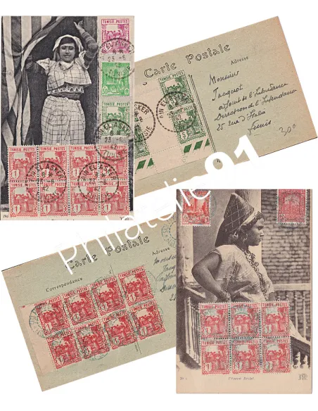 TUNISIE, Lot de cartes postales, Collection lettres colonies françaises