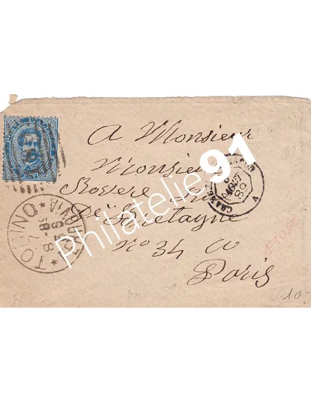 Italie, Timbre n° 36 sur lettre pour Paris, Collection lettre Europe