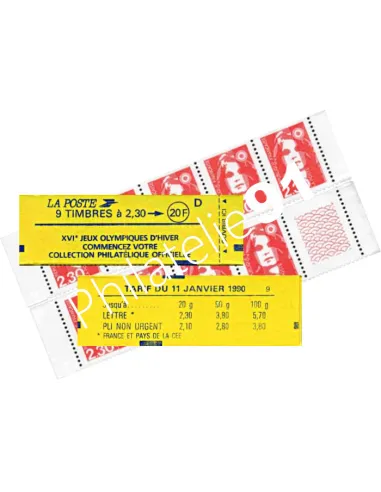 Carnet de Timbre de France n° 2614-C 8 - Type MARIANNE de BRIAT - 2,30 F rouge