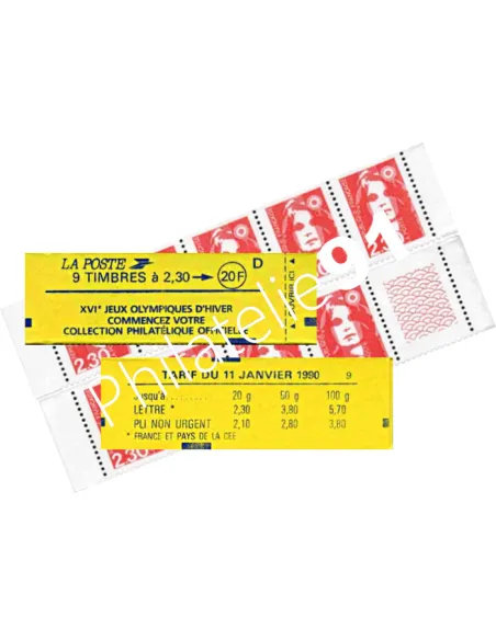 Carnet de Timbre de France n° 2614-C 8 - Type MARIANNE de BRIAT - 2,30 F rouge