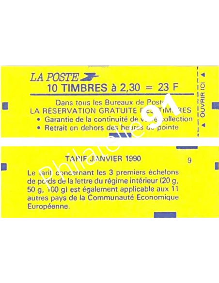 Carnet n° 2614-C 3 - Type MARIANNE de BRIAT - 2,30 F rouge