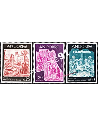 Timbres neufs d'Andorre Français n° 184 à 186 - Thématique : Religion