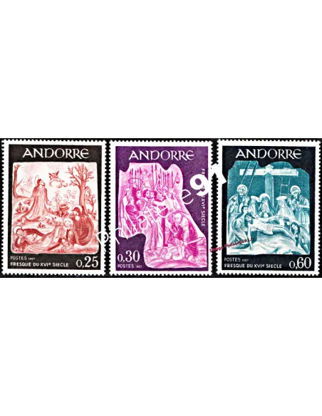 Timbres neufs d'Andorre Français n° 184 à 186 - Thématique : Religion