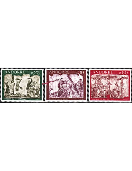 Timbres neufs d'Andorre Français n° 191 à 193 - Thématique : Religion