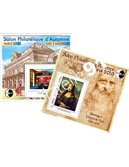blocs CNEP n° 81 et 82, Gare d'Austerlitz et Léonard de Vinci, timbres France