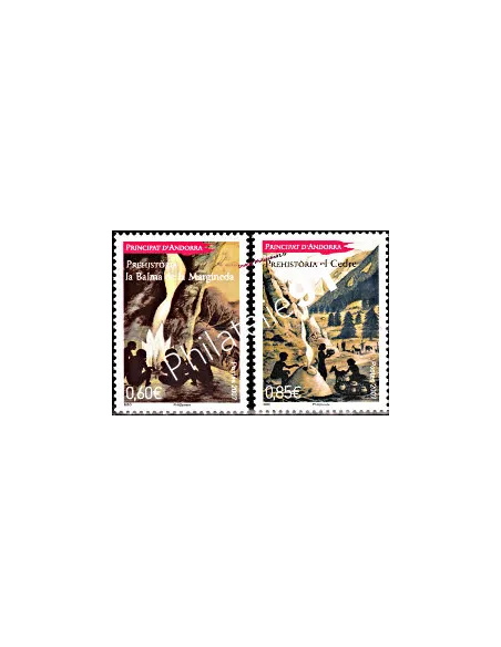 Timbres d'Andorre Français n° 646 à 647 - Thématique: Préhistoire