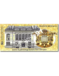 Pochette Émission commune P4456, France-Monaco,.Abbé Henri Breuil et prince Albert 1er de Monaco, collection timbres de France